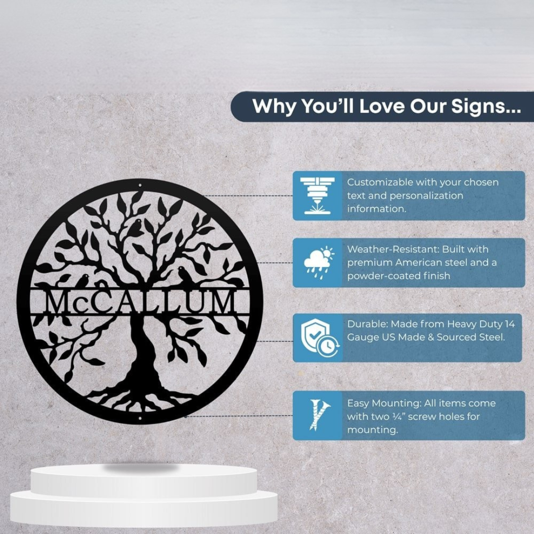 Personalized Tree of Life Sign – Custom Family Name Wall Art Gift