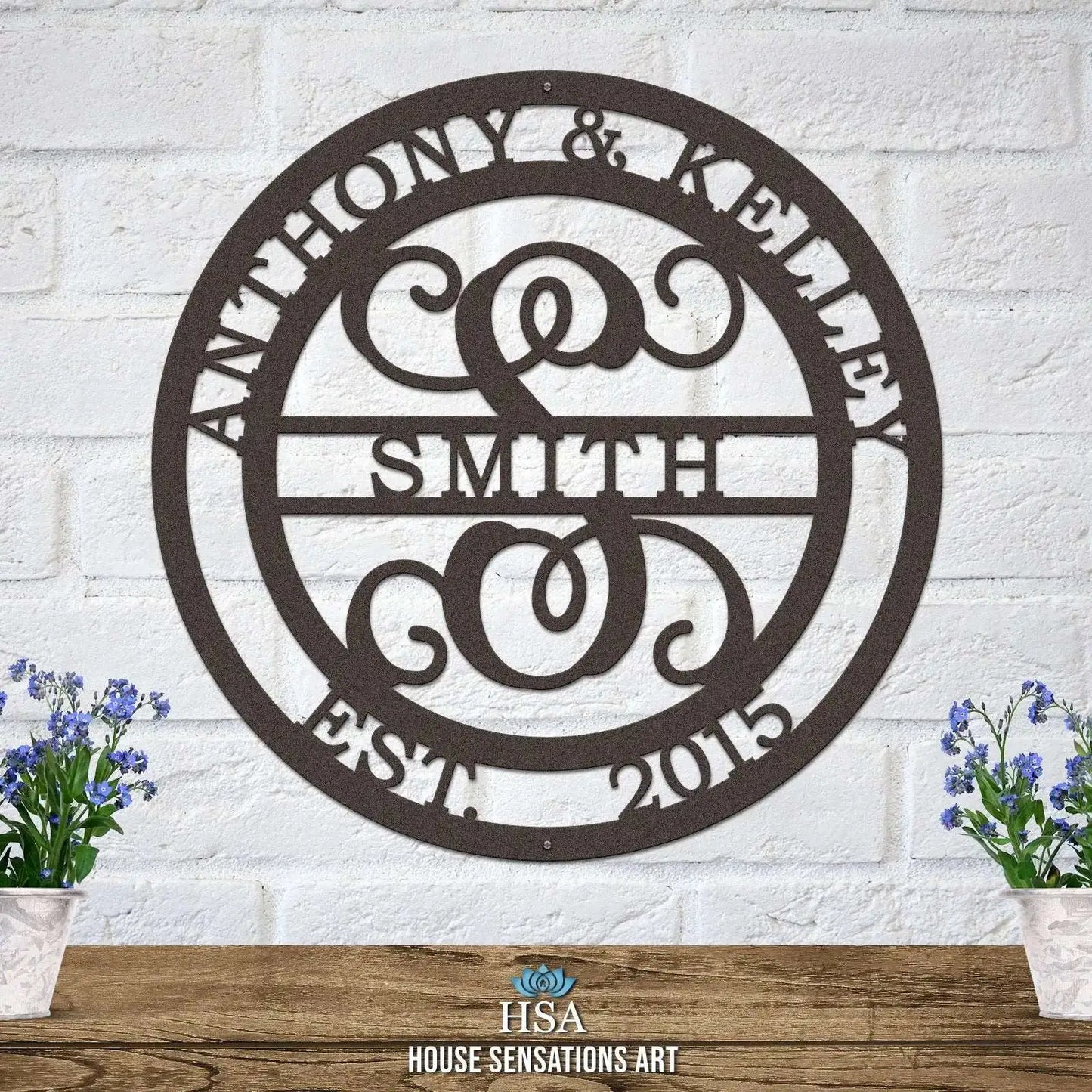 Couple's Monogram Established Sign - Personalized Family Name Sign - Monogram Metal Wall Art - Custom Last Name Sign Wedding Gift - Home Decor Outdoor Metal Sign