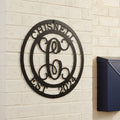 Monogram Metal Sign with Family Name for Anniversary Home Decor