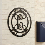 Monogram Metal Sign with Family Name for Anniversary Home Decor