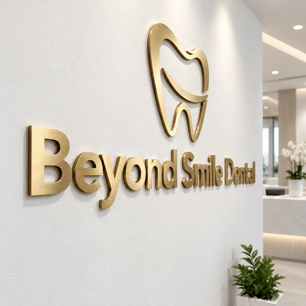 Custom 3D Individual Cut Brushed Gold Business Sign, Raised Logo Wall Art for Office Decor