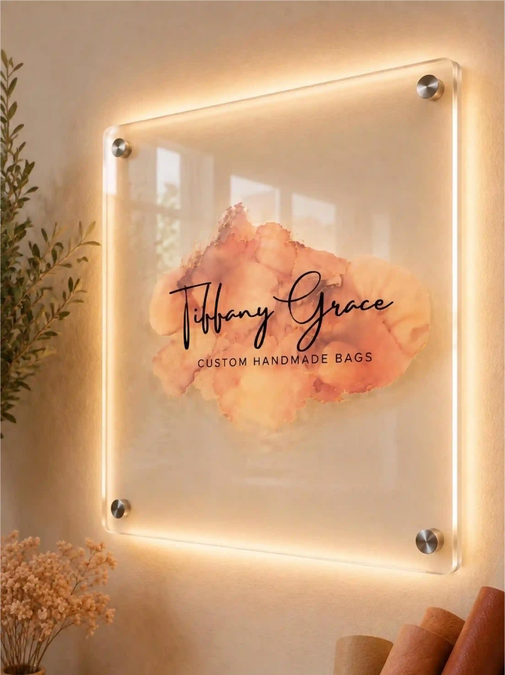 UV Printed Custom Acrylic Business Logo Sign, Office Wall Decor & Reception Plaque