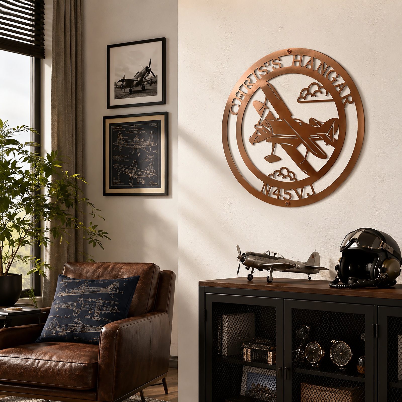 Letrero de avión personalizado – Arte de pared metálico personalizado para pilotos