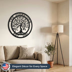 Letrero de familia establecido "Olivo de la Vida" - Letrero personalizado con nombre de familia - Arte mural metálico con monograma - Letrero de apellido personalizado - Regalo de boda - Letrero metálico para decoración del hogar y exteriores