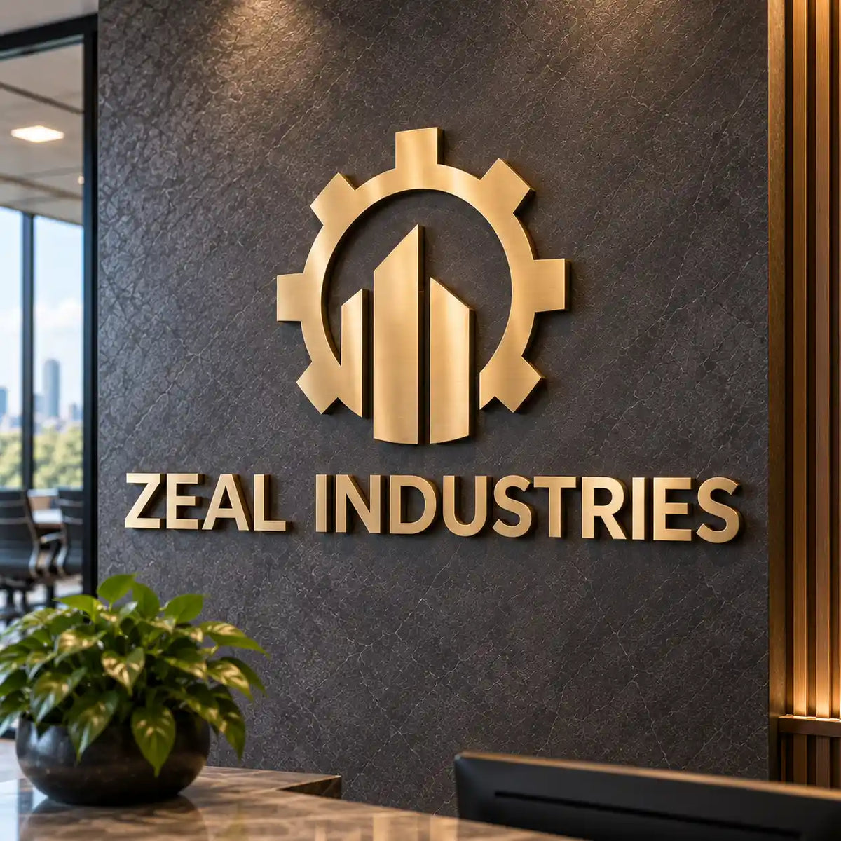 Custom 3D Individual Cut Brushed Gold Business Sign, Raised Logo Wall Art for Office Decor