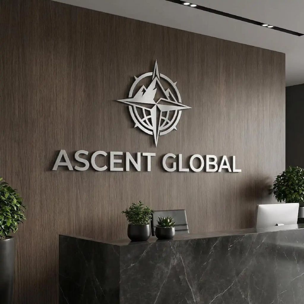 Custom 3D Individual Cut Brushed Aluminum Business Sign, Raised Logo Letters for Office Wall Decor