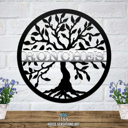 Metal Two Color Tree of life w/ Name Art Tree of Life Sign House Sensations Art