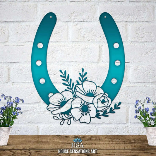 Floral Horseshoe Door Wreath Ranch Sign House Sensations Art