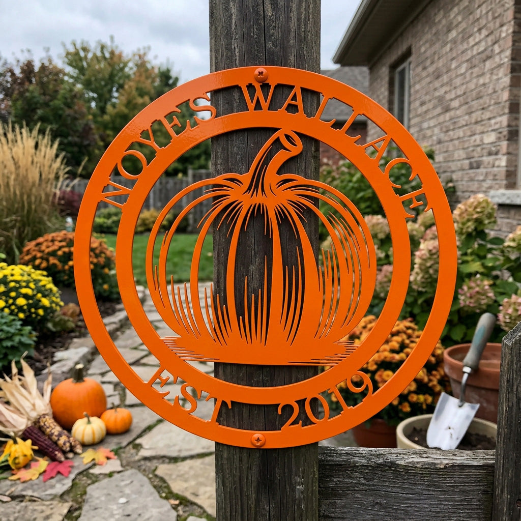 Personalized Pumpkin Family Name Sign Custom Outdoor Fall or Halloween Decor