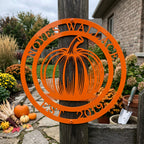 Personalized Pumpkin Family Name Sign Custom Outdoor Fall or Halloween Decor