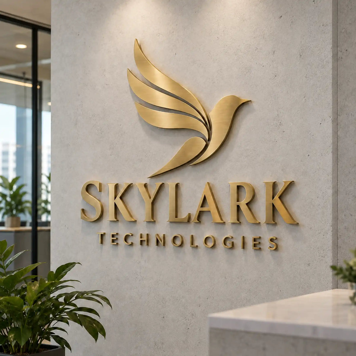Custom 3D Individual Cut Brushed Gold Business Sign, Raised Logo Wall Art for Office Decor
