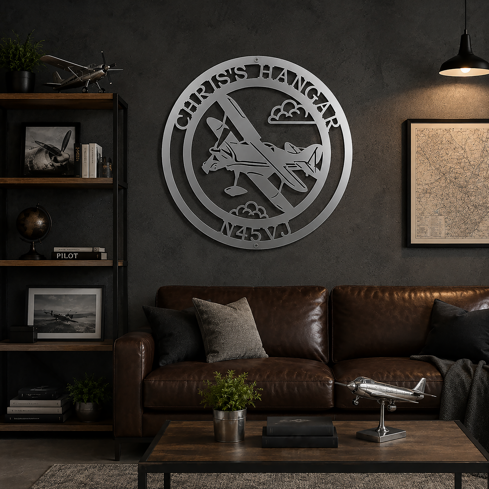 Letrero de avión personalizado – Arte de pared metálico personalizado para pilotos