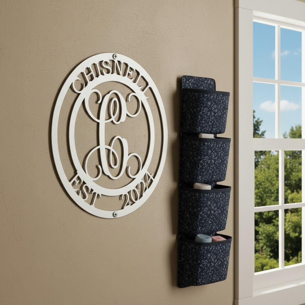 Monogram Metal Sign with Family Name for Anniversary Home Decor