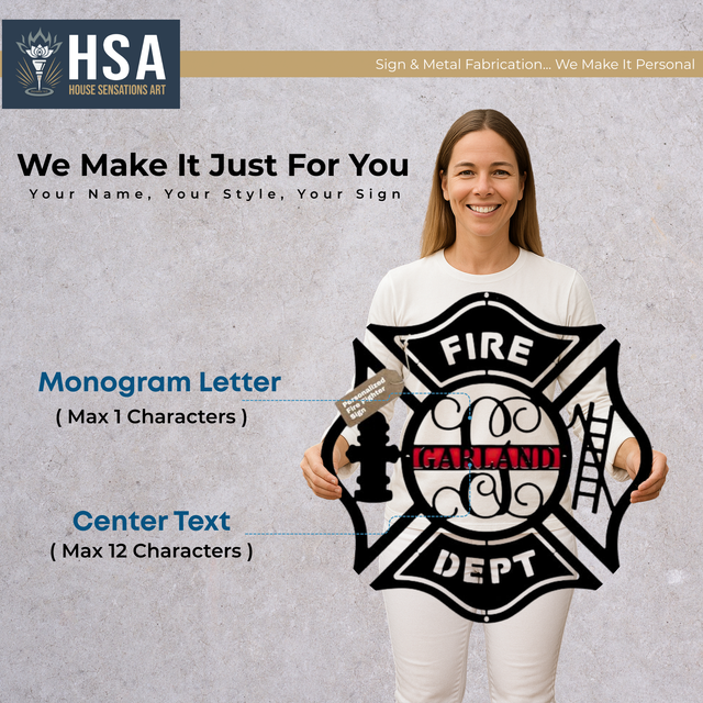 Firefighter Maltese Cross | Custom Metal Door Hanger Sign