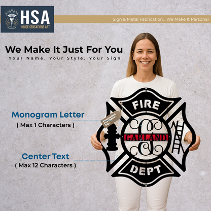 Firefighter Maltese Cross | Custom Metal Door Hanger Sign