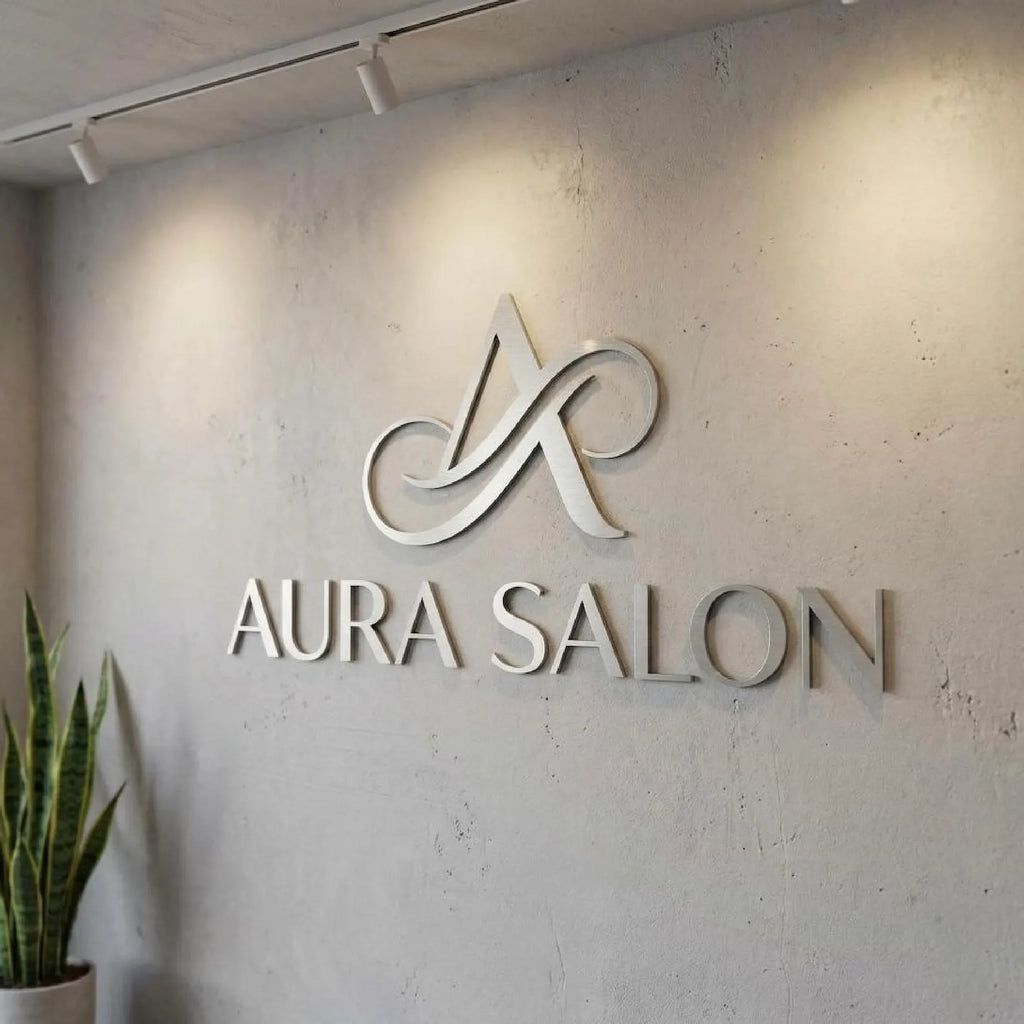 Custom 3D Individual Cut Brushed Aluminum Business Sign, Raised Logo Letters for Office Wall Decor