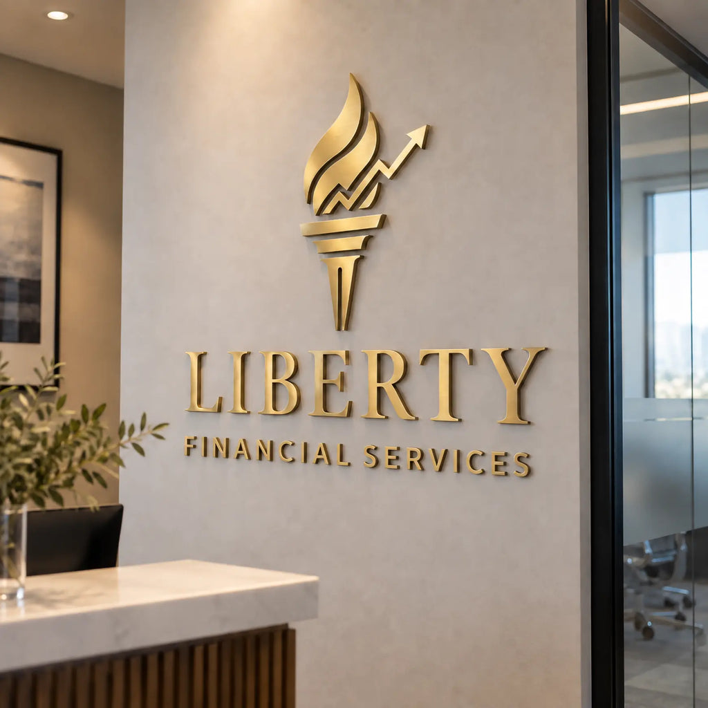 Custom 3D Individual Cut Brushed Gold Business Sign, Raised Logo Wall Art for Office Decor