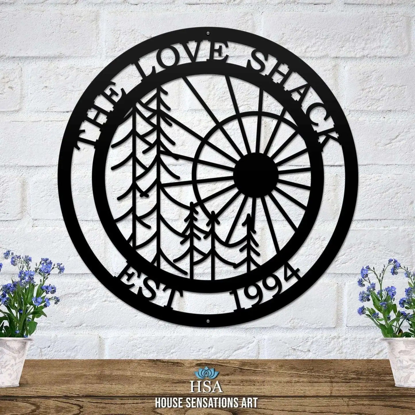 Modern Tree with Sun Scene Metal Sign Tree of Life Sign House Sensations Art