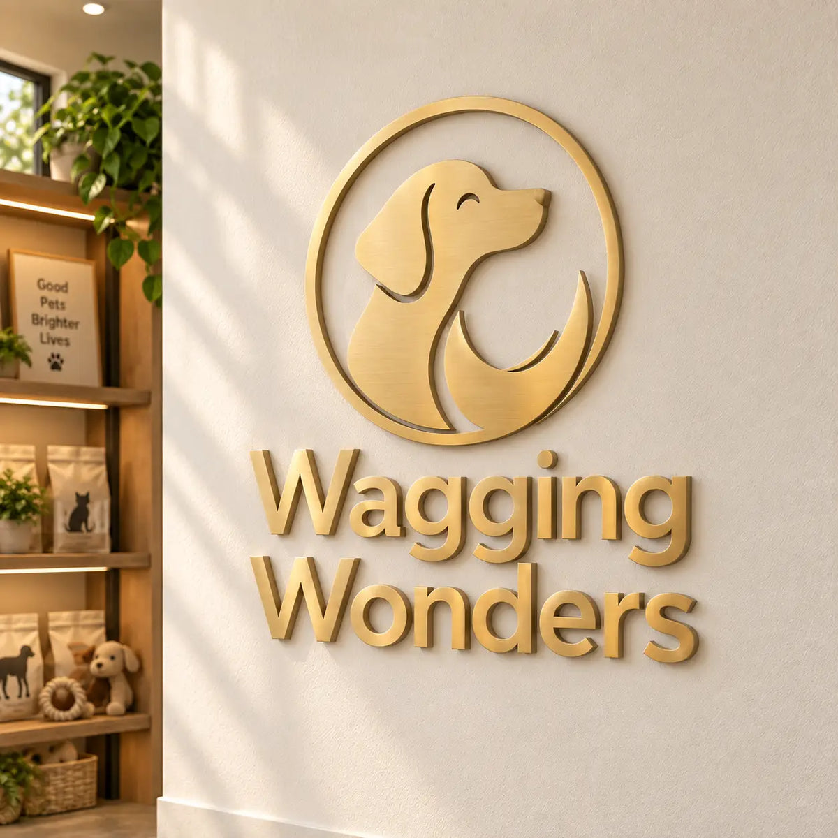Custom 3D Individual Cut Brushed Gold Business Sign, Raised Logo Wall Art for Office Decor