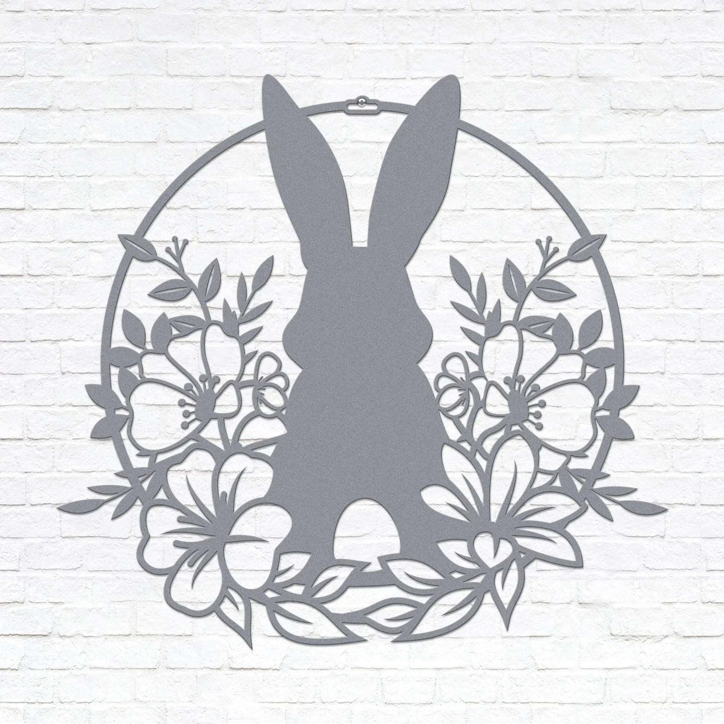 Easter Bunny in Flowers Door Wreath Monogram House Sensations Art   
