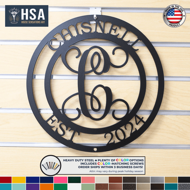 6th Anniversary Gift Monogram Sign, Personalized Metal Wall Decor Sign, Custom Family Name Sign, Established Year Plaque - TTS - HouseSensationsArt