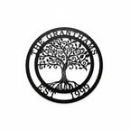 Custom Tree of Life Metal Wall Decor Wreath – Personalized Front Door Family Name