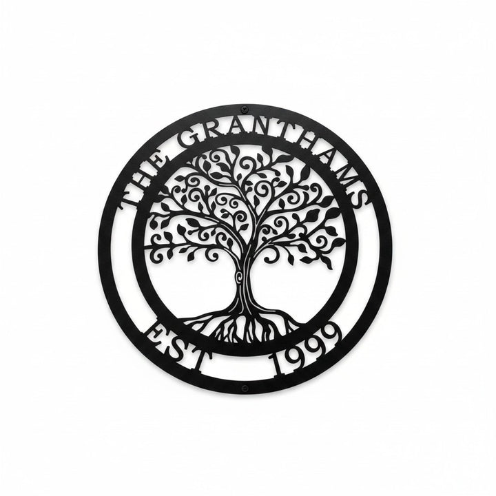 Personalized Tree of Life Wall Decor, Metal Front Door Wreath — product view 4