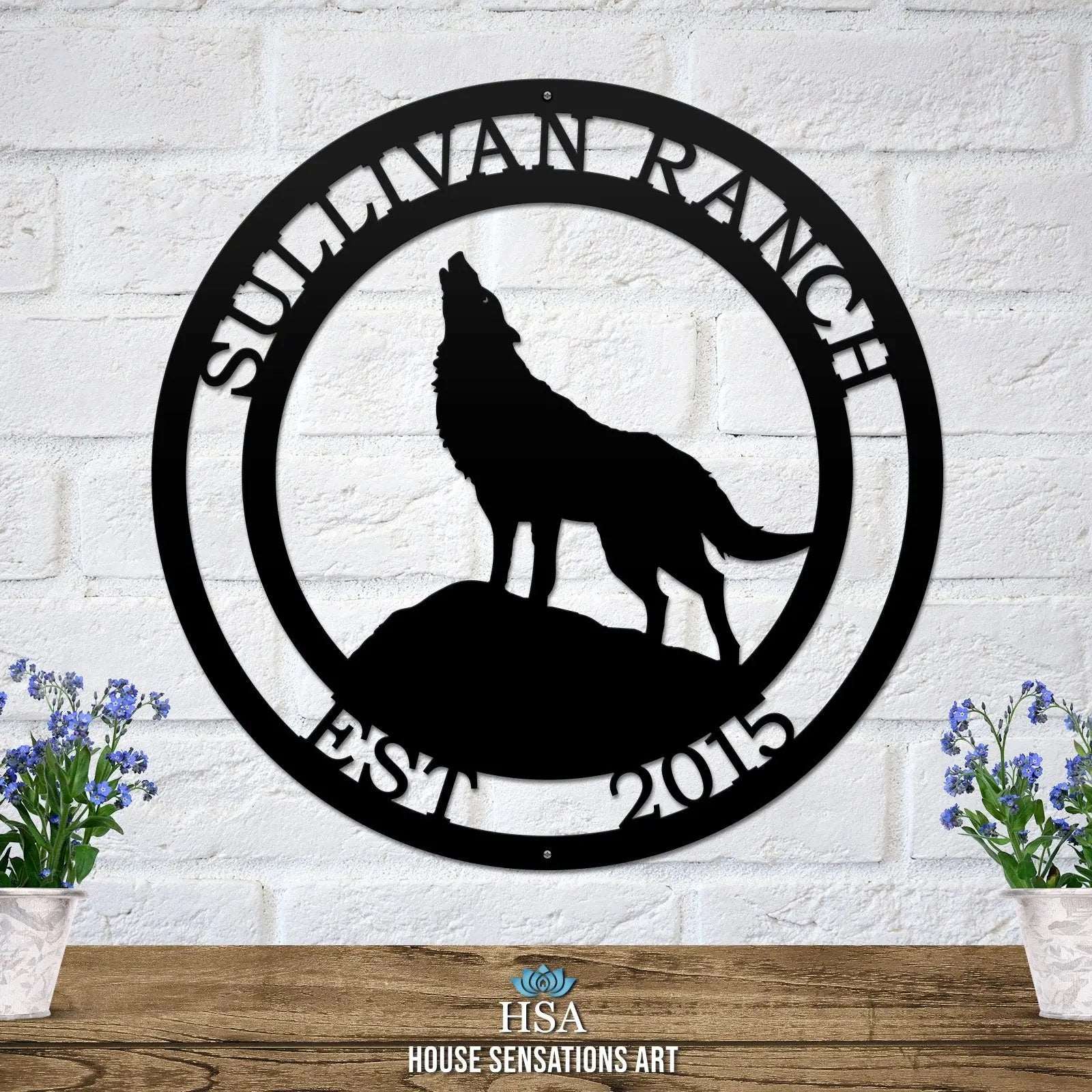 Howling Wolf Metal Ranch Sign Ranch Sign House Sensations Art   