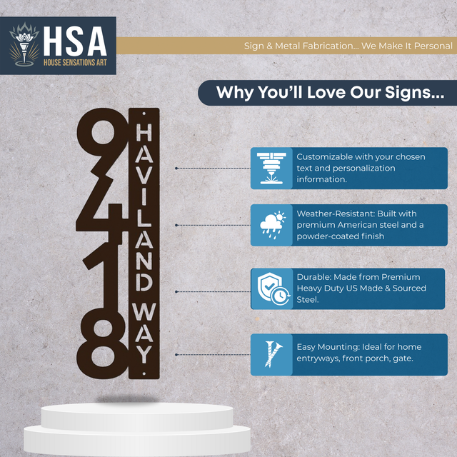 Letrero vertical con dirección de casa – Letrero personalizado con número de casa para buzón – Letreros de dirección para exteriores resistentes a la intemperie para decoración del hogar y regalo de inauguración