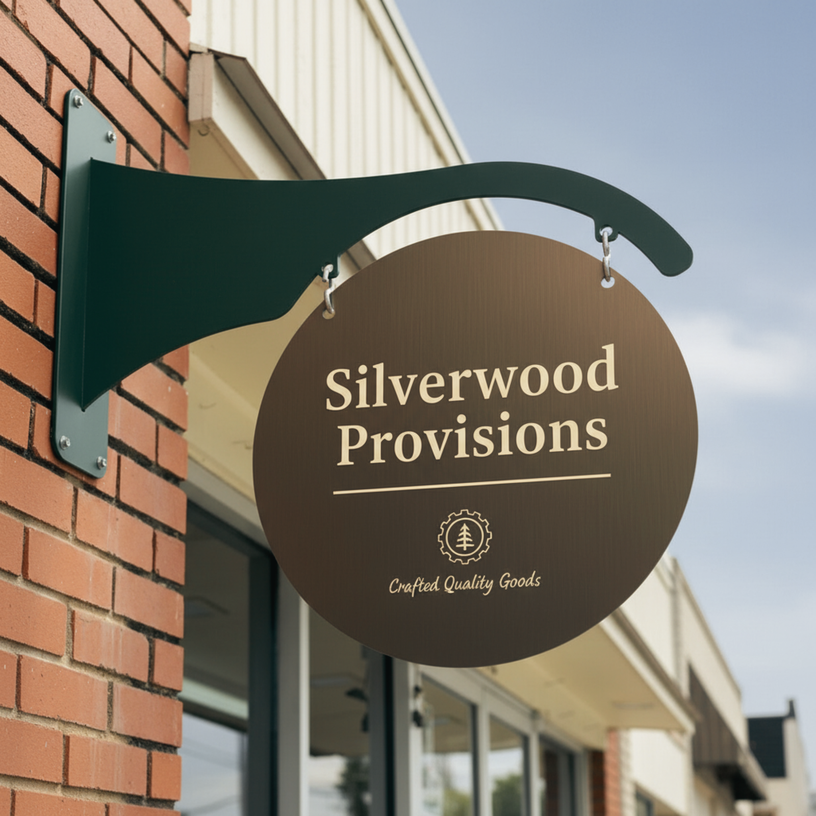 A sign for Silverwood Provisions, a business that sells handmade, high-quality goods.