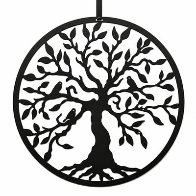 Corona de árbol de la vida con pájaros para puerta de entrada. Decoración de metal personalizable. Letrero de bienvenida personalizado. Duradero, resistente a la oxidación, perfecto para el hogar, el porche y el jardín. Un regalo de temporada único.