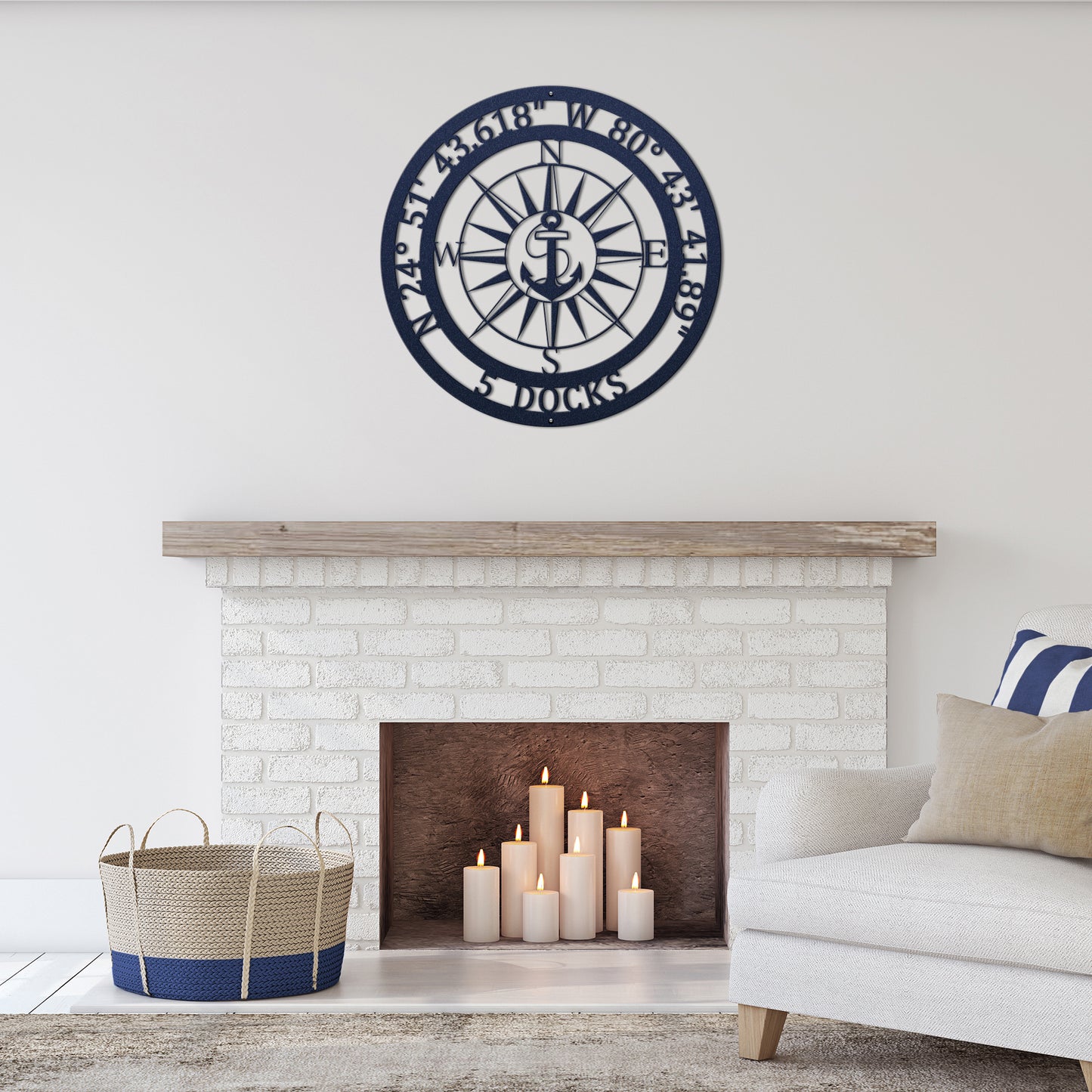 Personalized GPS & Location Anchor Compass Sign Compass Sign House Sensations Art   