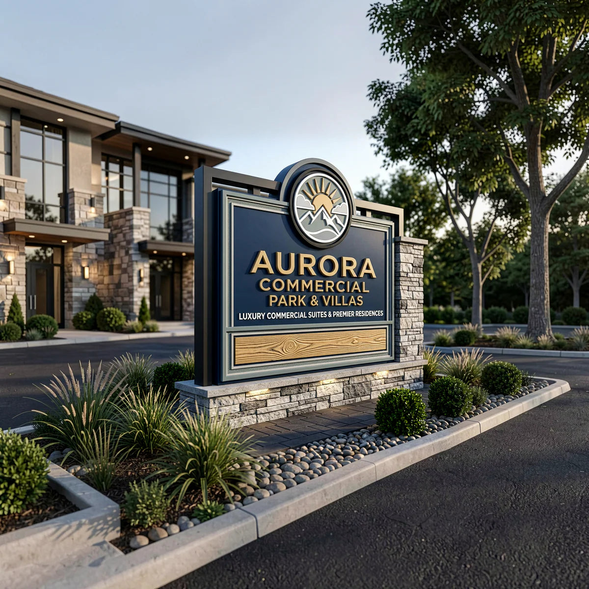 Custom monument sign installed outside a commercial property