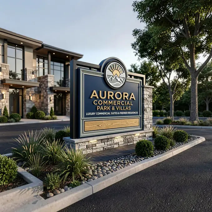 Custom monument sign installed outside a commercial property