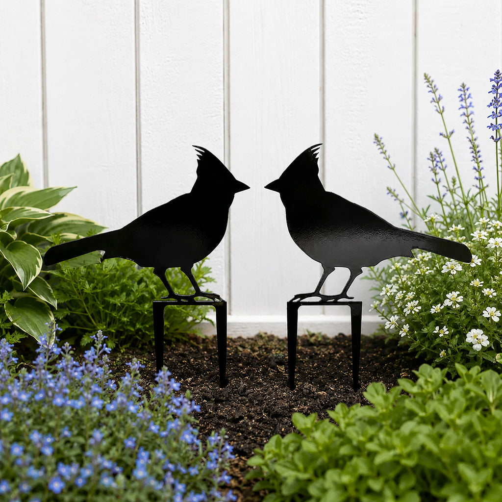 Custom Cardinal Garden Stakes — Personalized Metal Bird Yard Decor