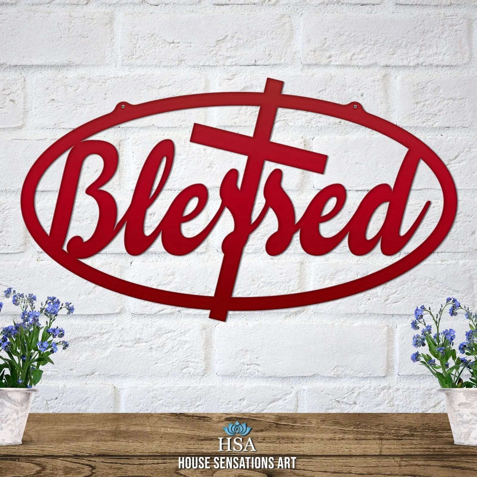 Blessed Sign Established Sign - Personalized Family Name Sign features laser-cut Heavy Duty 14 Gauge Steel with customizable text, perfect for weddings or home décor, reflecting HouseSensationsArt's commitment to quality and style.