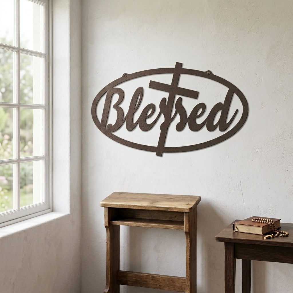 Señales benditas: arte de pared de metal personalizado inspirador para el hogar
