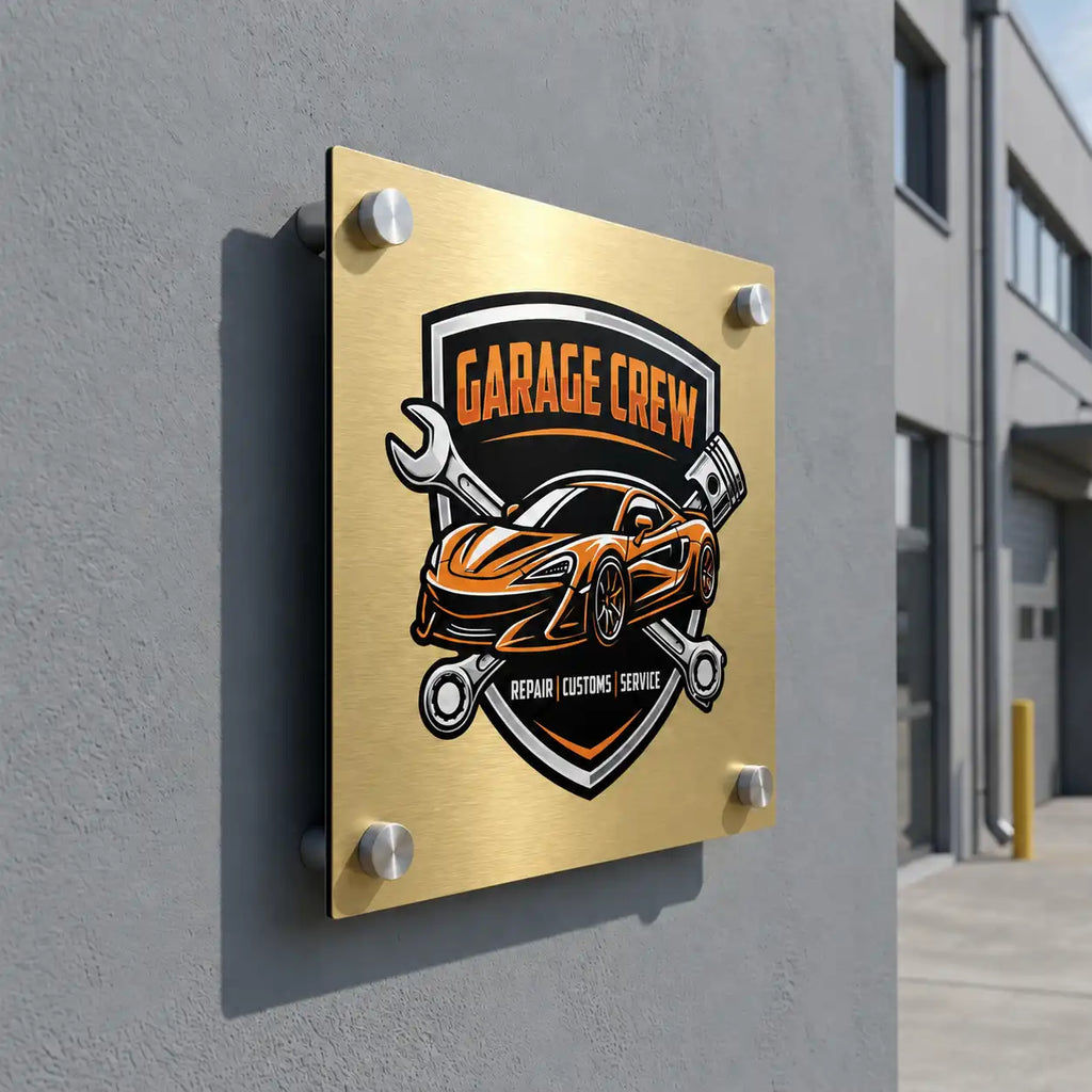 Brushed Gold ACM Business Sign - Custom Storefront Logo