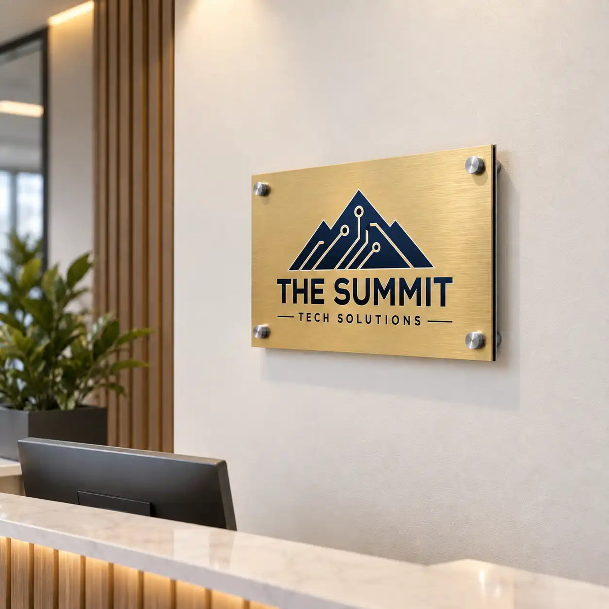 Brushed Gold ACM Business Sign - Custom Storefront Logo