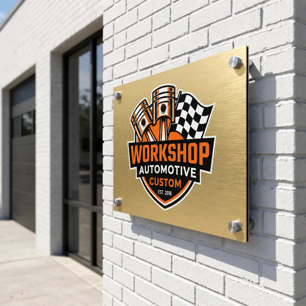 Brushed Gold ACM Business Sign - Custom Storefront Logo