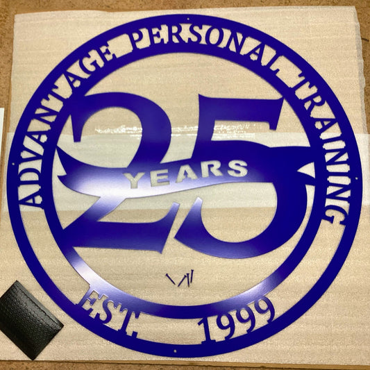 Business Anniversary Metal Sign with Year Established Ribbon features a sleek design, laser-cut for precision, ideal for marking milestones. Customizable and weather-resistant, it's perfect for indoor or outdoor display.