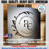 Laser Cut Steel Business Logo Sign - Custom Metal Signs - Personalized Office Decor Logo Signs -  Large Storefront Signage, Office Wall Art, and Company Logo Displays - Thumbnail