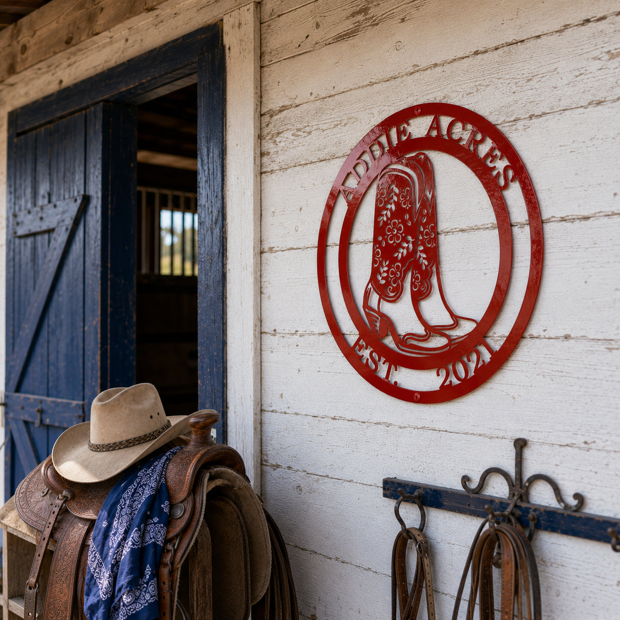 Personalized Cowgirl Boots Sign – Custom Rustic Western Wall Art & Family Decor