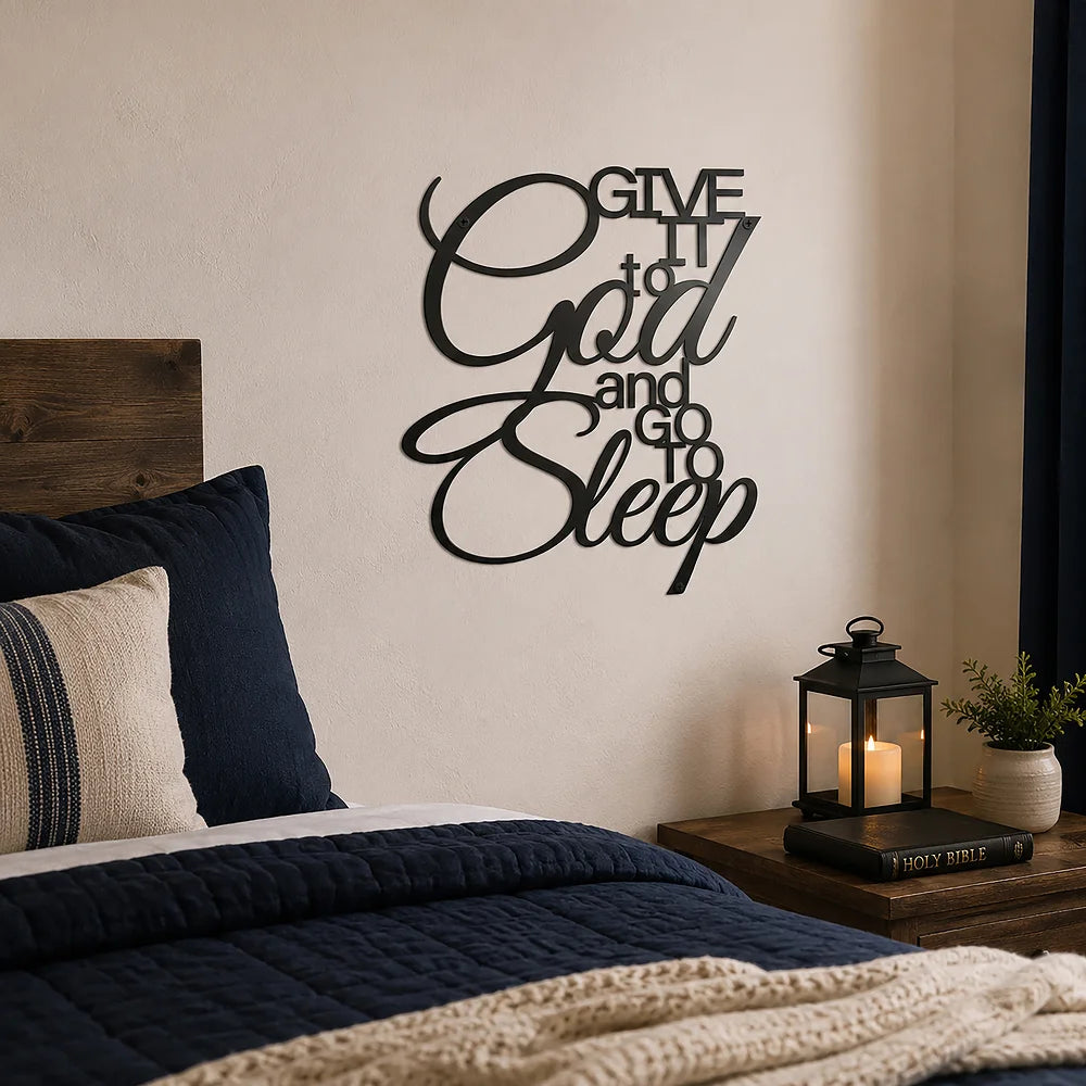 Give It to God Metal Wall Art, Inspirational Religious Home Decor