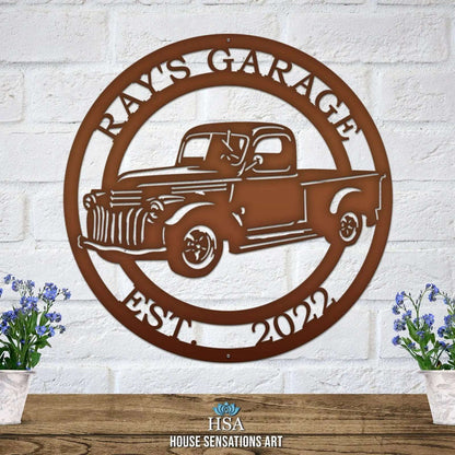 Classic Truck - Personalized Sign Car Sign House Sensations Art   
