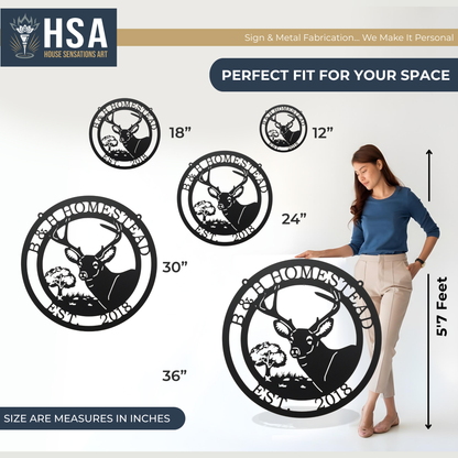 Custom-Metal-Deer-Sign-Rustic Cabins-Lodges-Outdoors-size-sample-chart-house-sensations-art.jpg