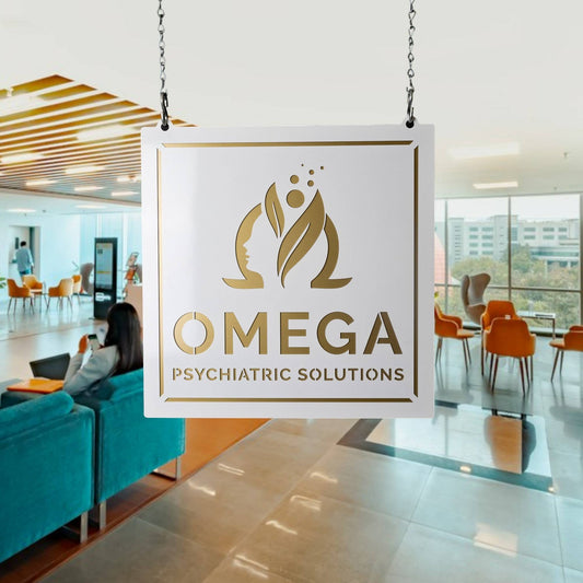 High-quality custom double-faced 3D business logo sign for indoor and outdoor display. Perfect for storefronts, offices, and commercial branding.