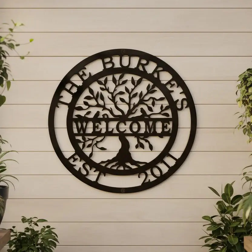 Beautiful Tree of Life Sign for Families — Custom Name Metal Decor
