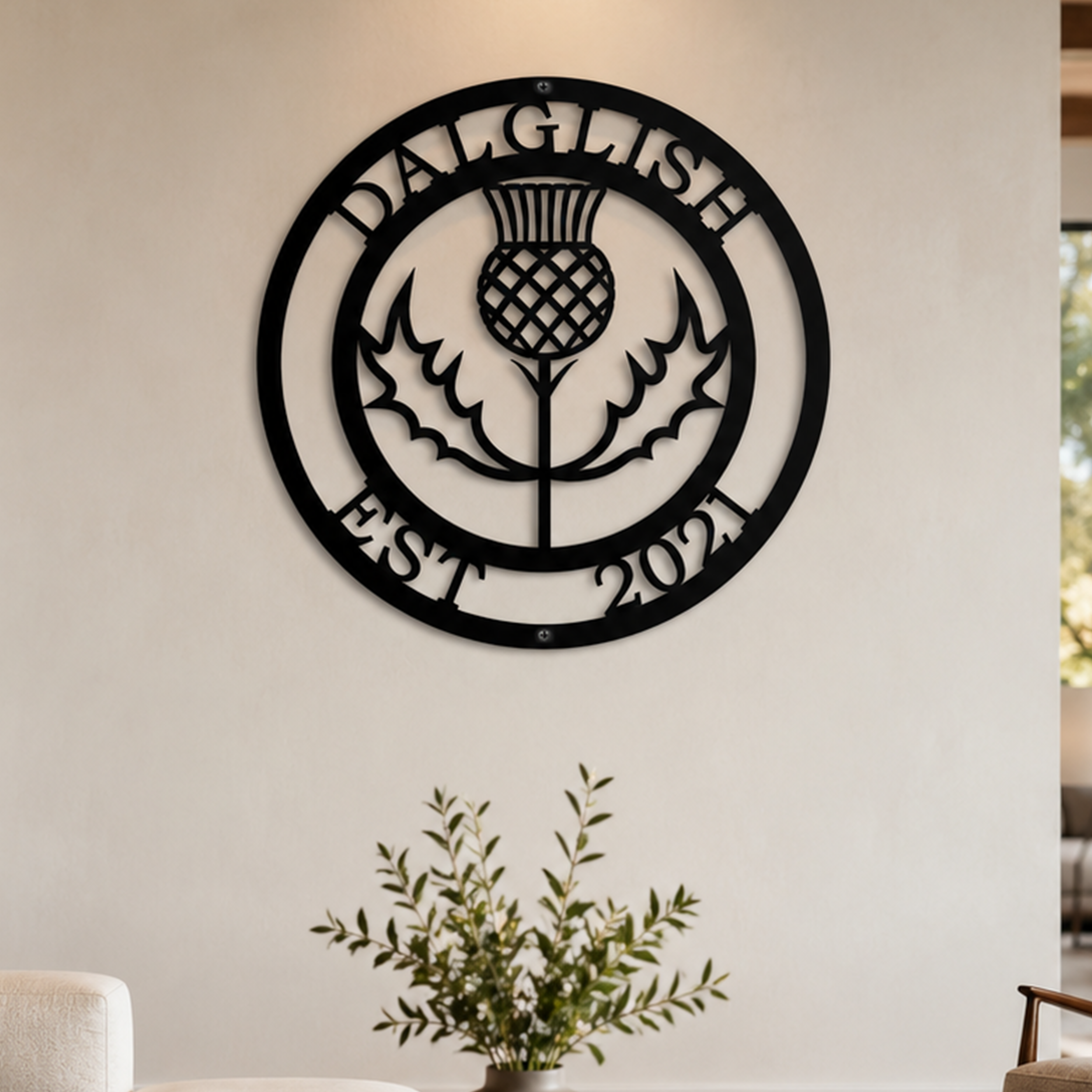 Personalized Scottish Thistle Metal Wall Decor – Custom Family Name Heritage Art – HouseSensationsArt – TTS