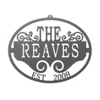 Personalized family name metal wall sign with established date custom steel home décor sign for indoor and outdoor display